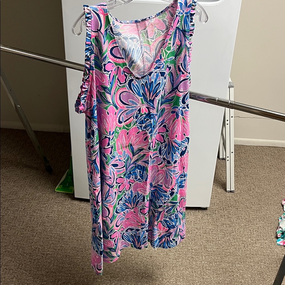 Floral Sleeveless Women's Dress - Pink and Blue
